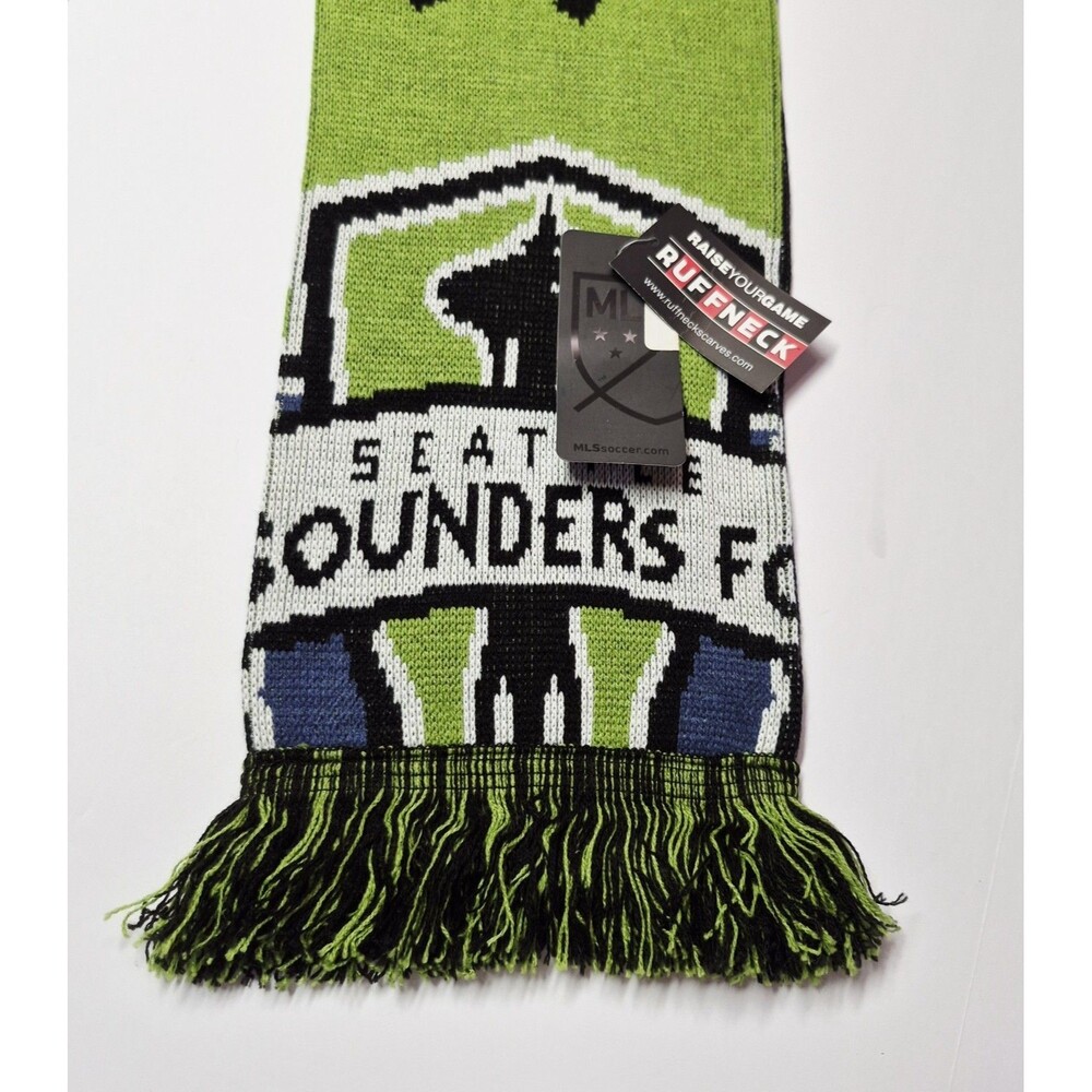 NWT Seattle Sounders FC Ruffneck Scarf MLS Checkered Skyline Green Black Soccer - Picture 2 of 10